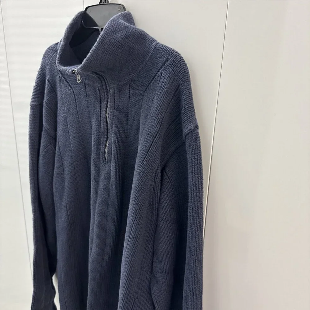 Vintage Polo Jeans Co Knit Sweater XL Navy Blue 1/4 Zip Pullover Long Sleeve Y2K